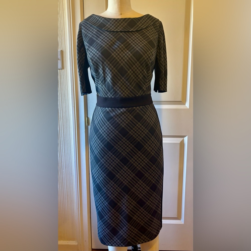 White House Black Market Elegant Black and Gray Midi Dress